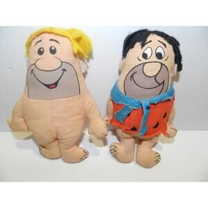 Vintage 1972 Knickerbocker Fred Flintstones & Barney Rubble 6'' Plush "Look"